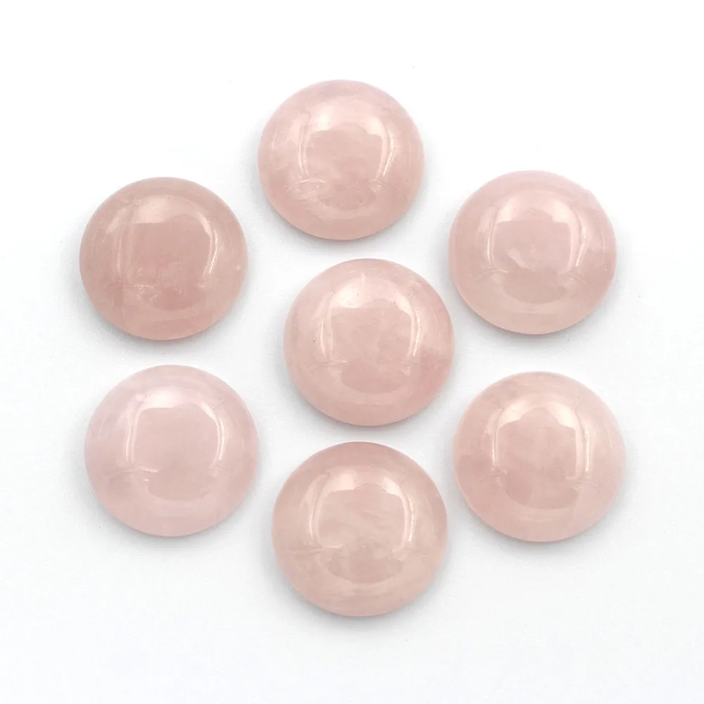 

( 12 Pieces/lot) Rose Quartz stone Dome Round Cabochon Beads Natural stone Flat Back cabochons 12mm 14mm 16mm 18mm