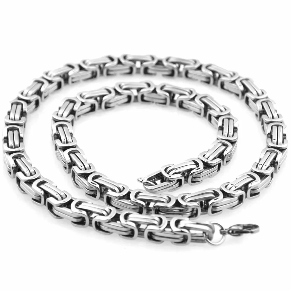 4/5/8mm Width For Choose Silver Color Stainless Steel Byzantine Box Chain Men\'s Boy\'s Necklaces or Bracelet