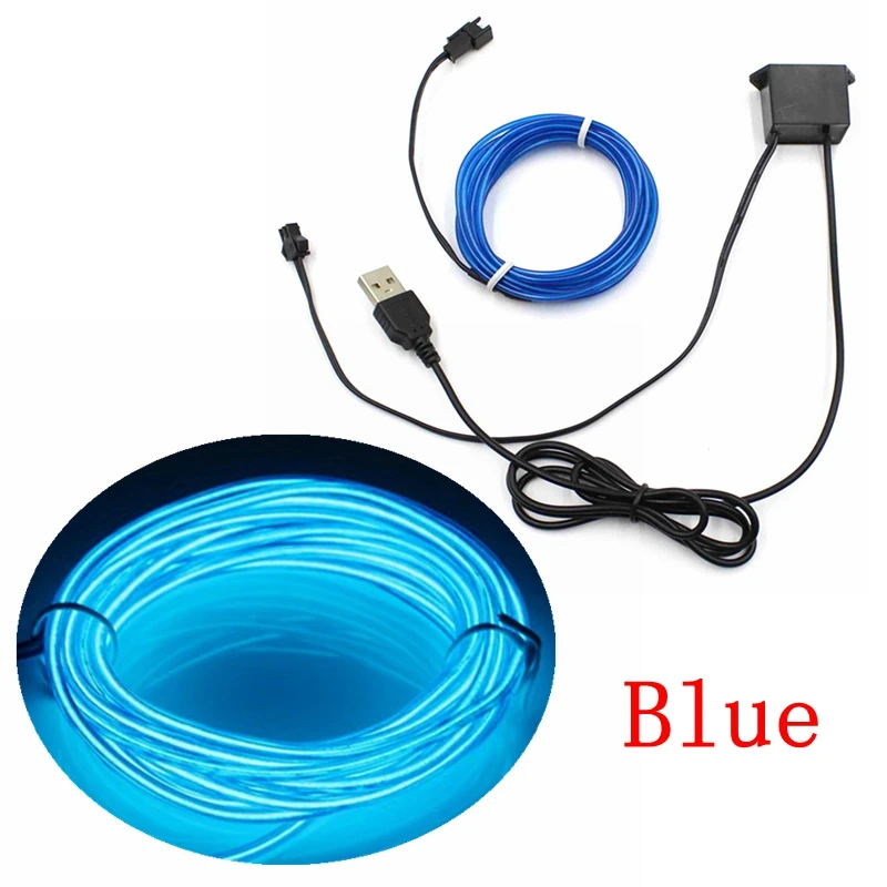 1M/2M/3M/5M/10M 5V USB Neon Light Dance Party Car Decor Light Neon LED Lamp Flexible EL Wire Rope Tube Waterproof LED Strip