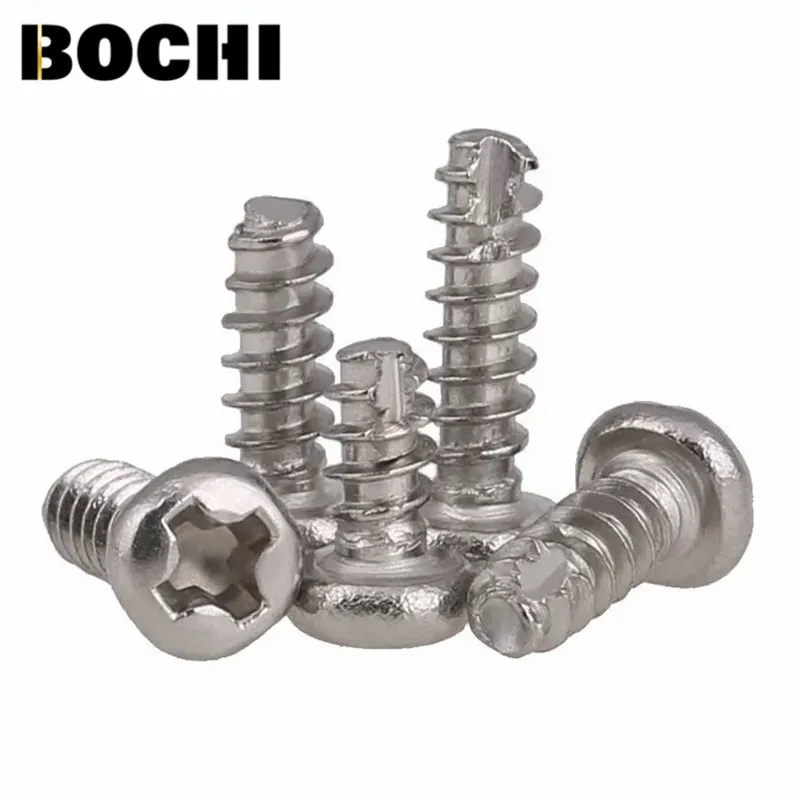 GB/T818 50PCS 304 stainless steel round head phillips coss notching cut tail self tapping screws M2 M2.3 M2.6 M3 screw