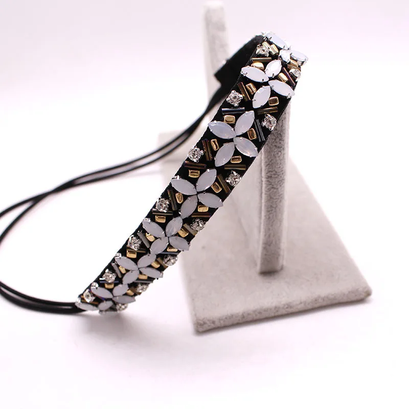 Bohemian Metal Beads Braided Headband Rhinestone Elastic Hair Band For Women & Girls Hair Accessories
