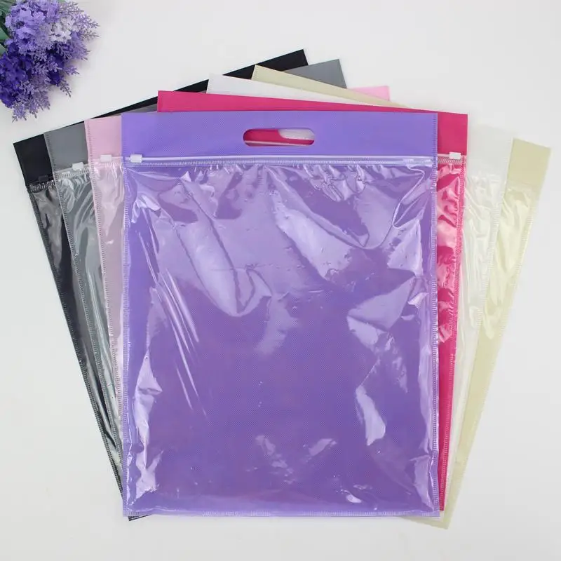 50pcs/lot-35*40+5cm Non-woven zipper bag Gift handbag Travel storage bag clothing bags