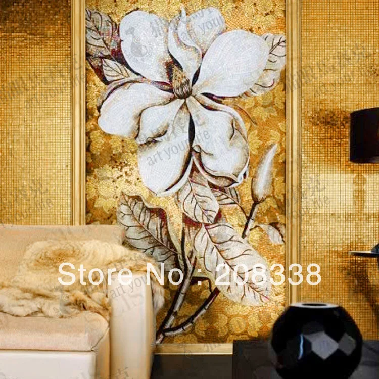 Flower Glass Mosaic Tile Modern Art Wall Mural