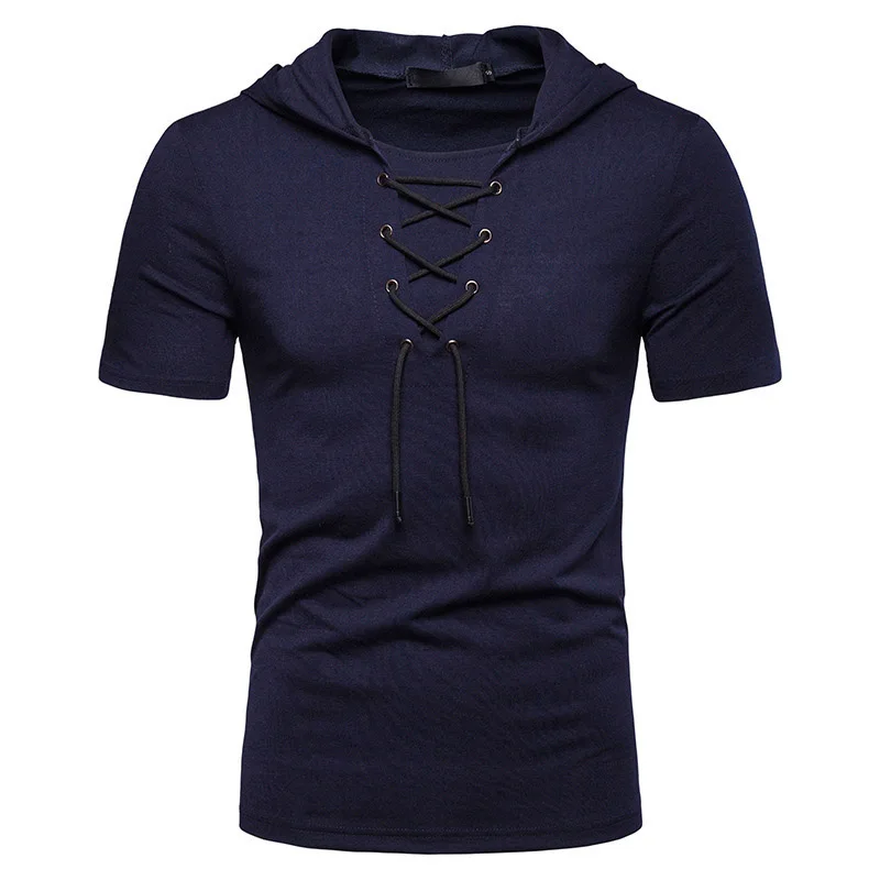 Hooded T Shirt Men 2021 New Short Sleeve Streetwear O Neck Mens tshirts Summer Casual Slim Fit Hoody Tee Shirt Homme Top Tees