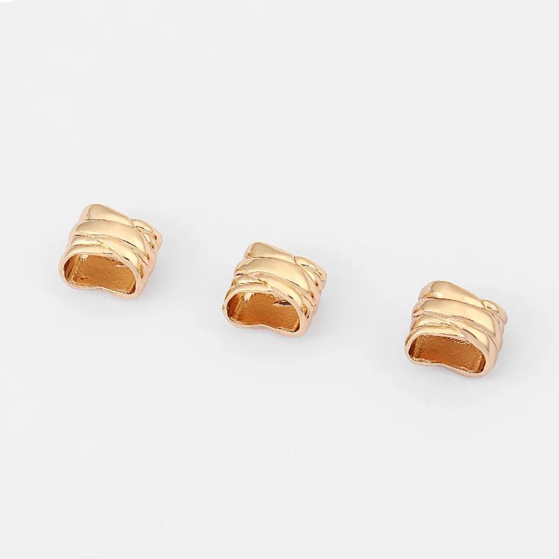 10pcs Gold Tone Twisty Slider Spacer Charms For 10.5*6.5mm Licorice leather Jewelry Findings Charm Bracelet  Jewelry Accessories