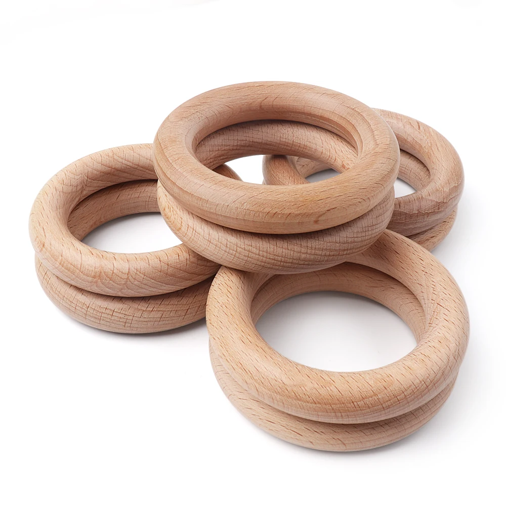 TYRY.HU New 5Pcs 70mm Beech Wooden Silicone Pendants DIY Necklace Accessories Organic Eco-Friendly Baby Teething Nursing Toys