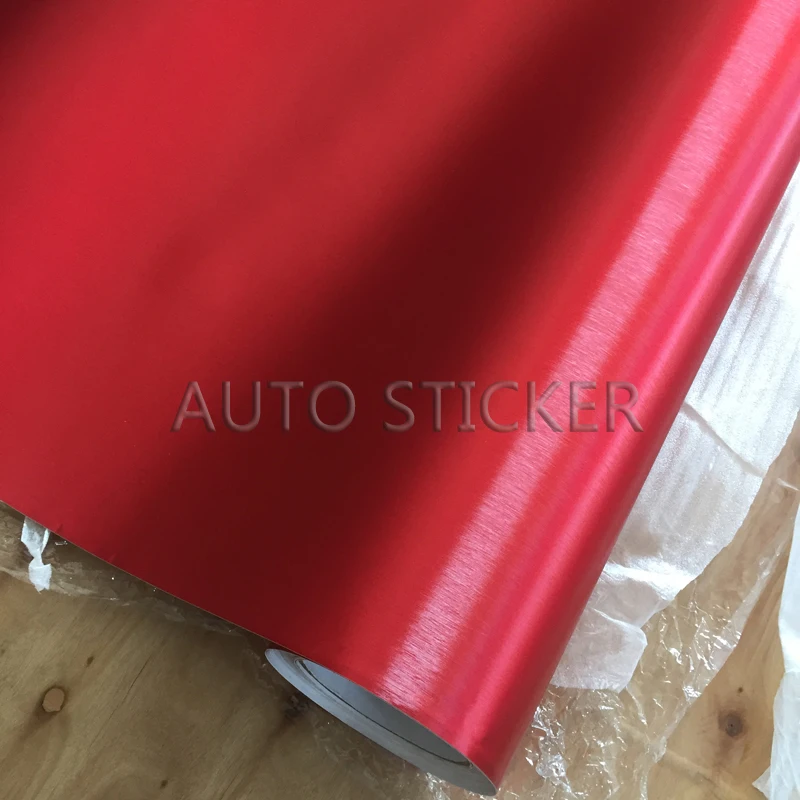 10/20/30/40/50X152CM Red Metallic Brushed Chrome Vinyl Metal vinyl Car Wrap Film Sticker Styling Auto Foil Decoration