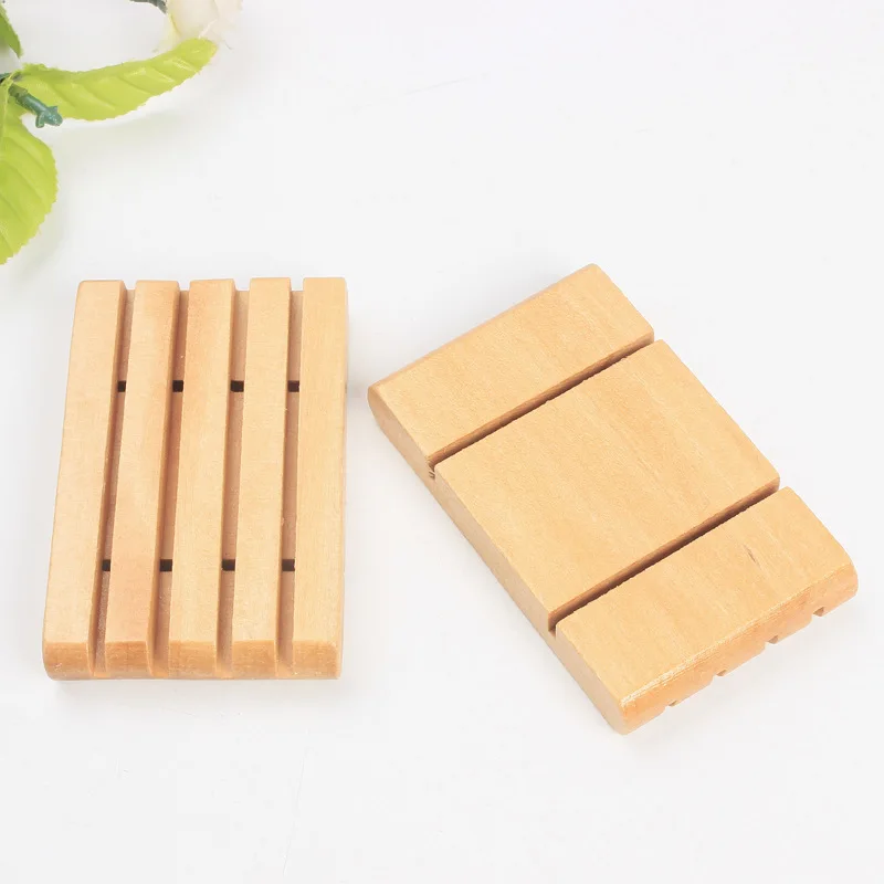 100pcs Natural Wooden Soap Tray Holder Soap Rack Plate Box Container Wooden Soap Dish Bathroom Accessories wen7056