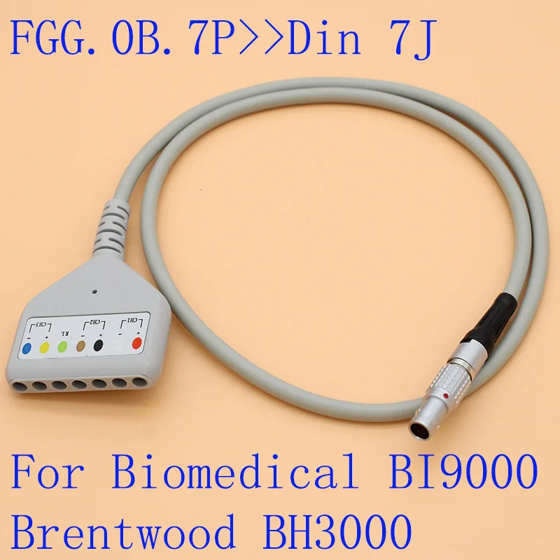 

Push-pull self-locking FGG.0B.7P to din 7 lead ECG EKG holter multi-link trunk cable for Biomedical BI9000/Brentwood BH3000.