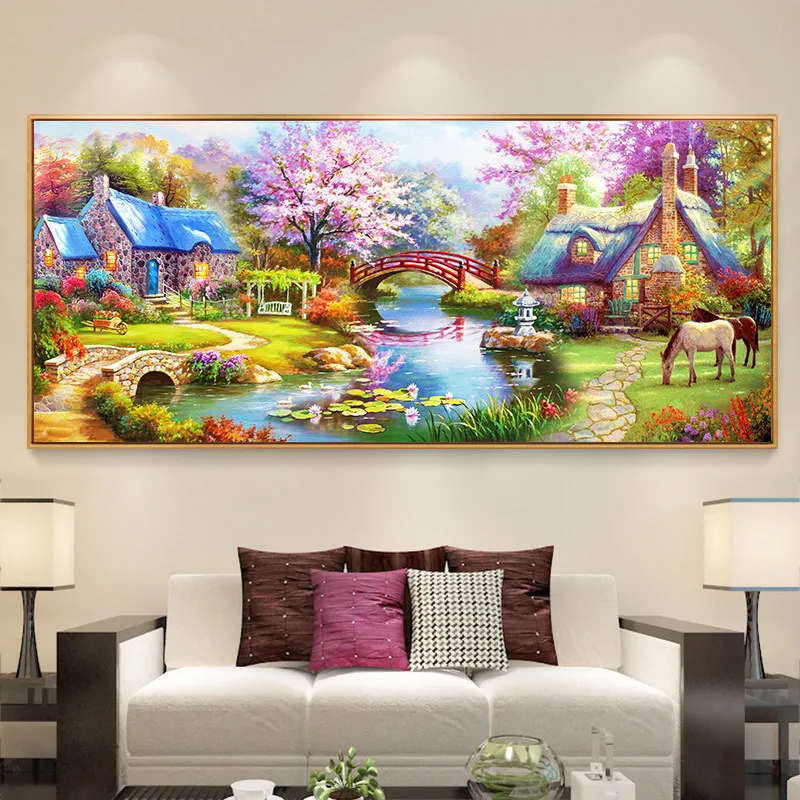 DIY 5D Sale Diamond Embroidery, Diamond Mosaic,Full, Forest Cottage, Pastoral Scenery, Diamond Painting, Cross Stitch,3D, Decora