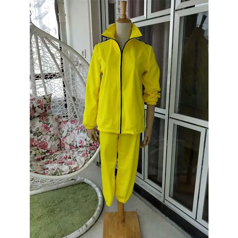 PUBG Game Playerunknown\'s Battlegrounds Cosplay Costume Small Yellow Chicken Eat Yellow Clothes Group Sports Top + Pants Suit