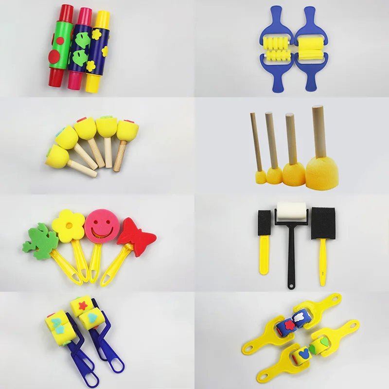 

Children DIY Creative Roller Sponge Brushes Stamp Toys Foam Painting Graffiti Brush Painting Supplies Art Crafts Early Education