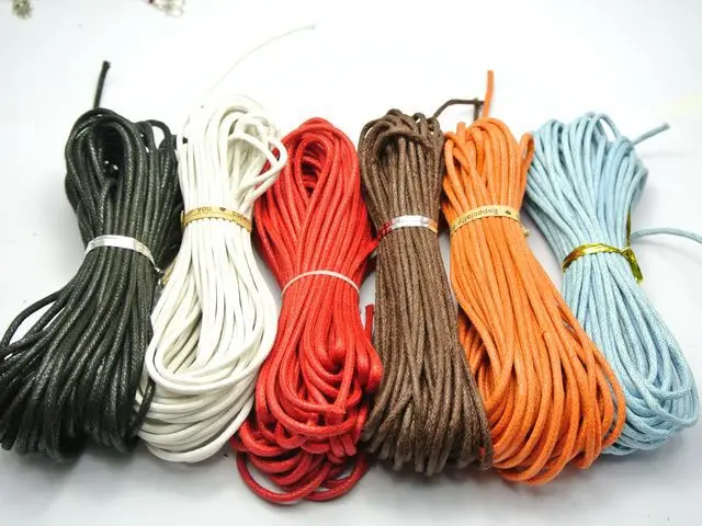 60 Meters Mixed Color Waxed Cotton Beading Cord Thread Line 2mm Jewelry String