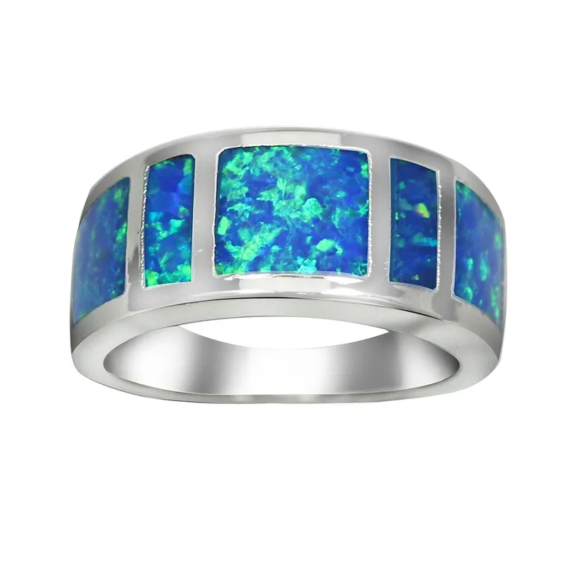 JLR-184 Hot Sale Precious Blue Opal Rings For Women & Men Unisex Big Charm Rings Fashion Jewelry