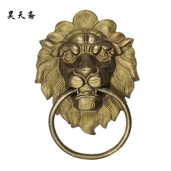 

[Haotian vegetarian] new Chinese copper lion head door knocker antique copper door handle first shop HTA-129