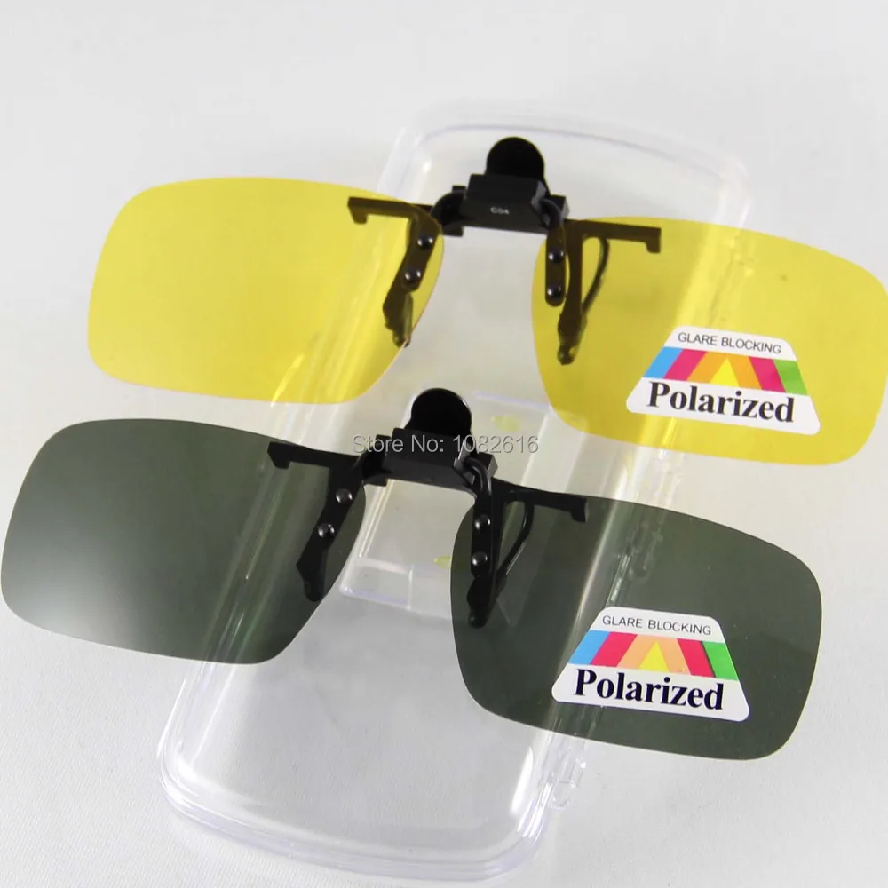 Polarized Sunglasses Clip on Men Women Eyeglasses Sun Glasses Lens Filp up Goggles Clip Spectacles Yellow Night Vision Glasses