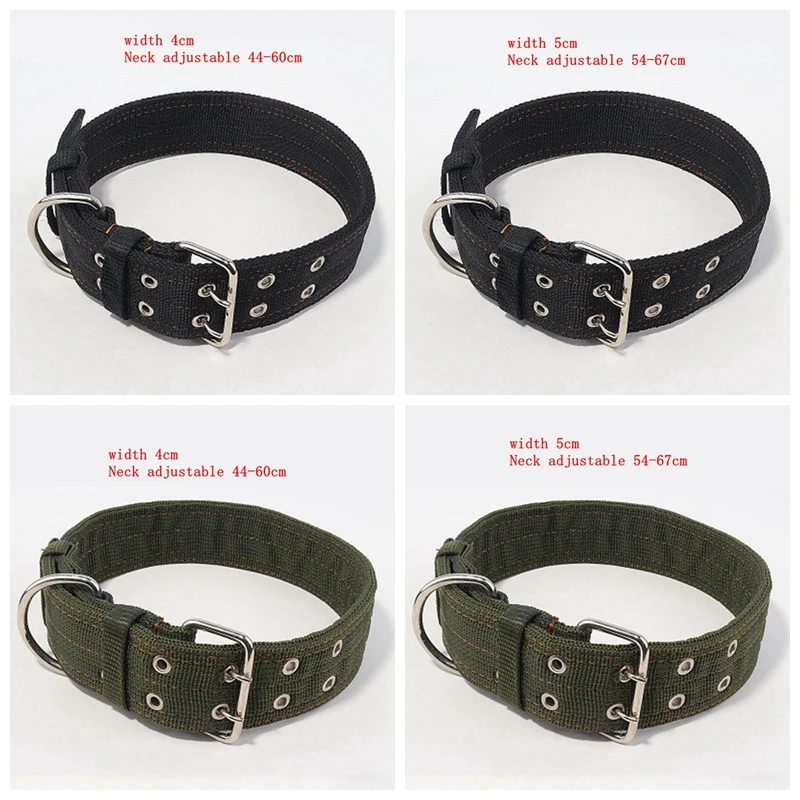 1pcs Heavy Duty Large Dog Collar Neck Buckl Large Breed Nylon Pet Collars Adjustable Black Army Green XLZ9371