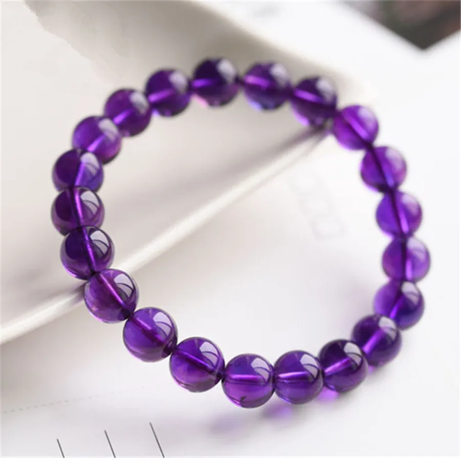 Natural Purple Amethyst Crystal Women Bracelet Stretch Round Beads Bracelet 8mm 9mm 10mm 11mm AAAAAA