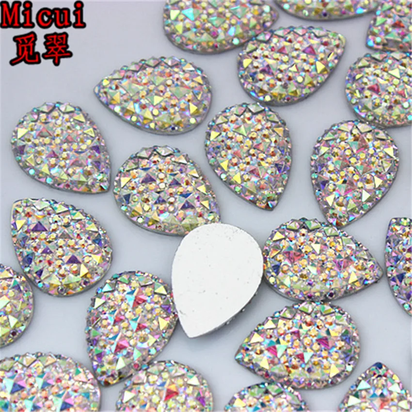 Micui 50pcs 10*14/13*18/18*25/20*30mm AB Clear Drop flatback Resin Rhinestones Crystal clothing crafts Accessories ZZ583