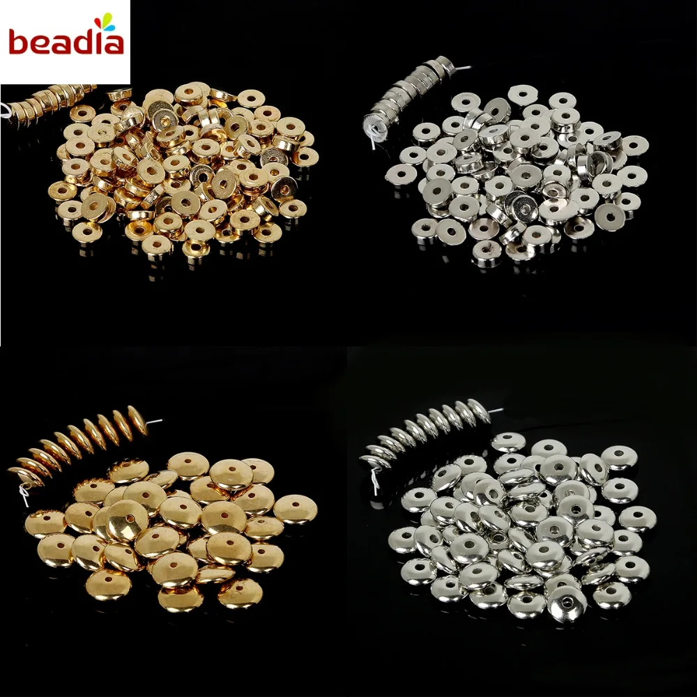 100-500pcs Plastic CCB Loose Beads Gold/Rhodium Plated Tiny Ring Spacer Beads for DIY Bracelet Jewelry Findings Necklace Making