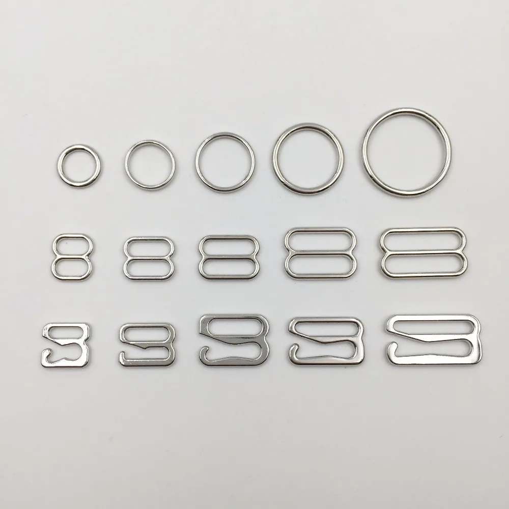 300 sets/lot  Nickel and ferrous free bra metal rings & sliders 6mm/8mm/10mm/12mm/15mm18mm/20mm inner size