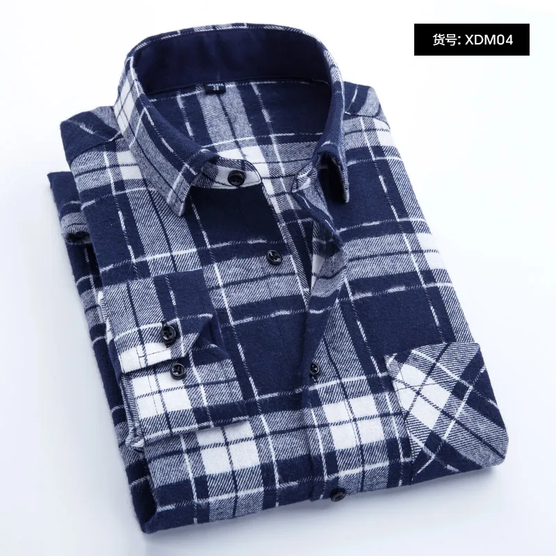 

New style Men's Casual Plaid Shirt s Pocket Long Sleeve Slim Fit Comfortable Brushed Flannel Shirt Leisure Styles Tops Shirt