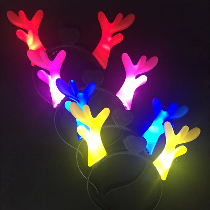 70pcs/lot factory Party Glow Headhairs Luminous Antlers Ears Hairpin LED Light-Up Headband Headdress Christmas Party Headwear