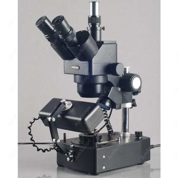 Jewelry Gem Trinocular Microscope--AmScope Supplies 10X-60X Jewelry Gem Trinocular Stereo Microscope with Three Lights