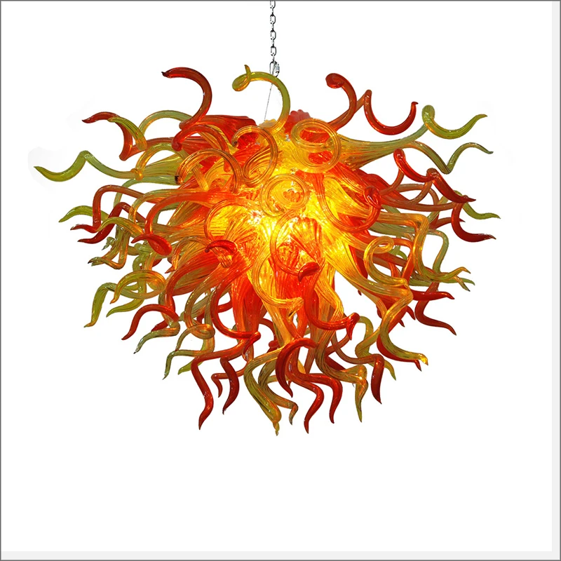 

Special Colorful Flush Mount Ceicling Lights Modern Art Decor Handmade Blown Galss Hanging Chain Chandelier