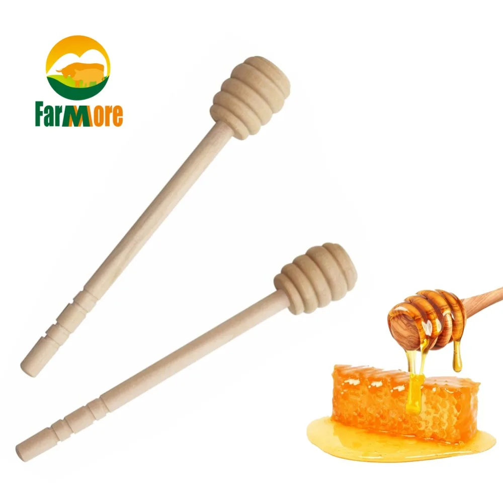 5pcs Wooden Honey Spoon Stir Bar Honey Dipper Stick Long Handle Splash Hammer Stirring Rod Beekeeping Tool