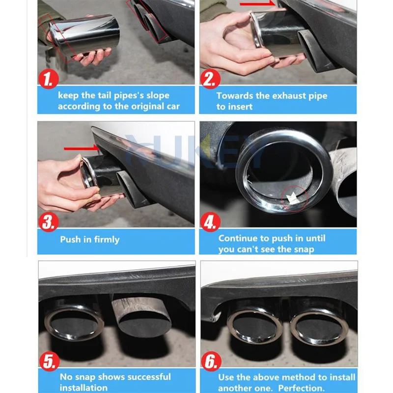 2Pcs Stainless Steel Exhaust Muffler Tip For VOLVO XC60 2009-2013 2.0T Tail Pipe Tailpipe Finisher End Trim Mufflers Tip Cover