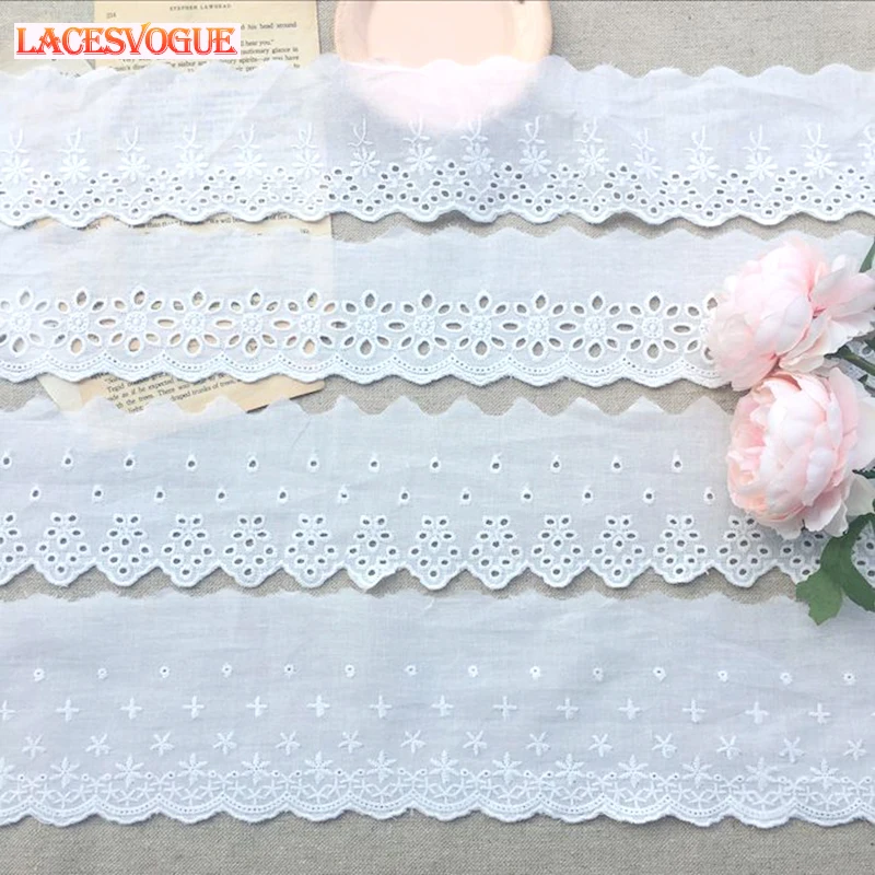 

14Yards 6-9CM Cotton Embroidery Lace Fabric Garment Needlework Sewing DIY Handmade Accessories Children Clothes Decoration 159