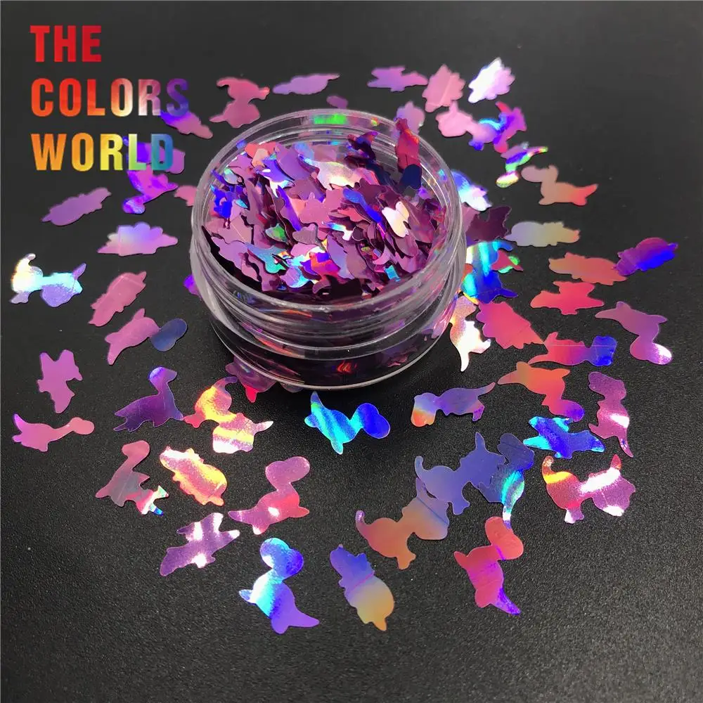 

TCT-308 Dinosaur Holographic 10MM Size Nail Glitter Nail Art Decoration Face Painting Tumbler Craft Decoration Festival Supplies