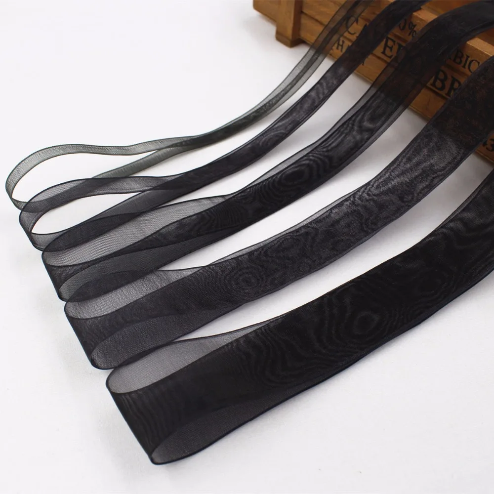 hs039,(6,10,15,20,25,38mm) 10yard/lot Black Muslin Ribbons Printed grosgrain Wedding Accessories DIY handmade materials Gift