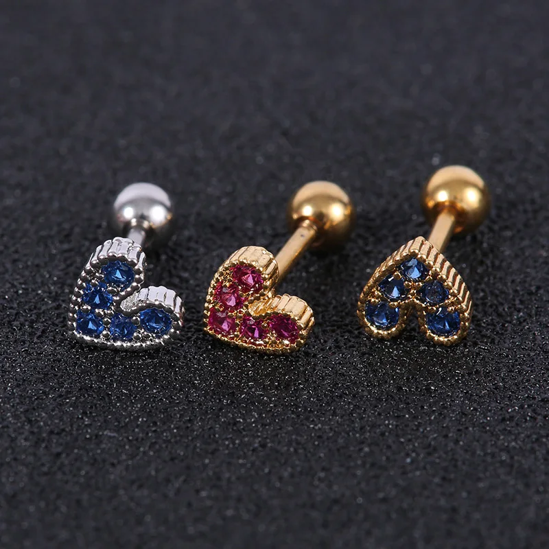 1 piece Heart Shaped Mini Earrings for Women Medical  Stainless steel Prevent Allergy Stud Earrings Party Mini Jewelry