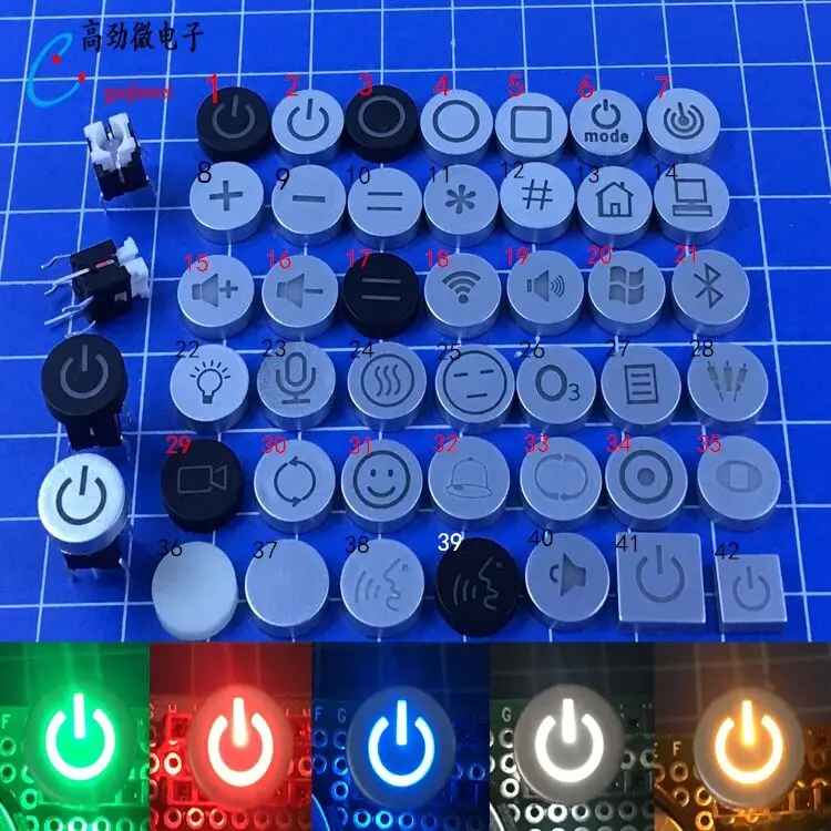 (cap+switch)=1pcs Always open Logo Cap 6X6 with light Reset button cap 6*6 with light switch and hat with different logo design