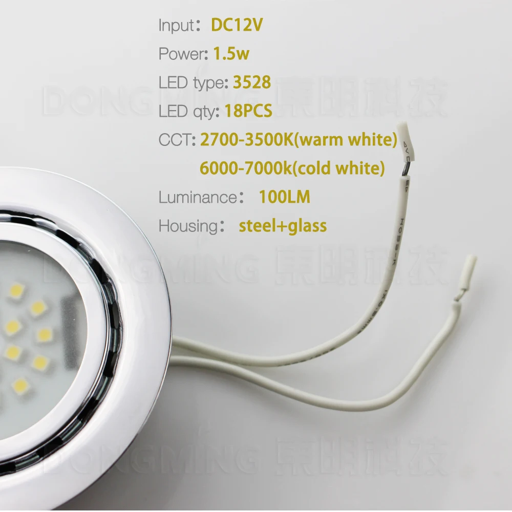 1.5W 12V LED spot light recessed spotlight cold warm white Steel kitchen cabinet closet display case down lamp