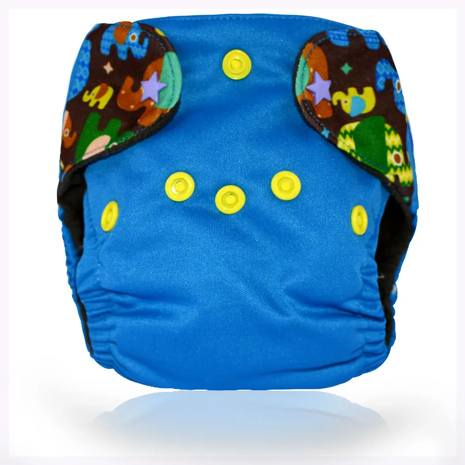 Miababy Newborn Charcoal Bamboo AIO Cloth Nappy/Diaper with star snaps, Fits 0-3 months or 6-12 lbs baby, limited edition!!