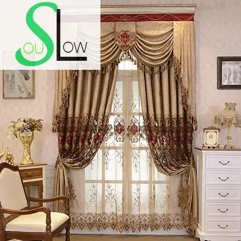 Slow Soul Chenille Curtain Embroidered Floral Europe Curtains Tulle Cortinas For Living Room Cortina Kitchen Bedroom Roman