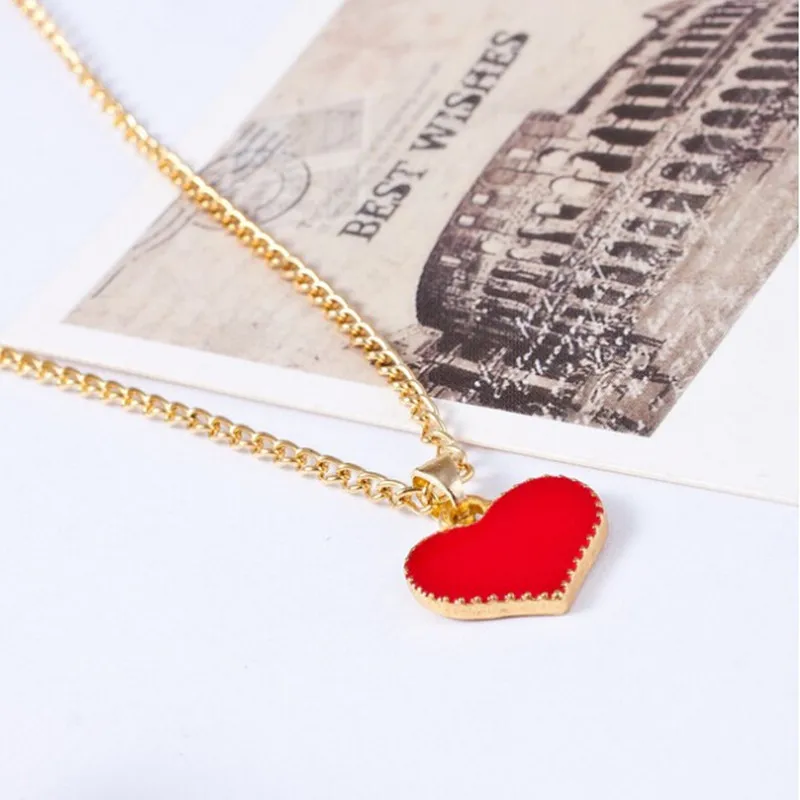 New Fashion Vintage New Gossip Girl Serena Red Heart With Love Pendant Necklace Clavicle Chain Models Wholesales