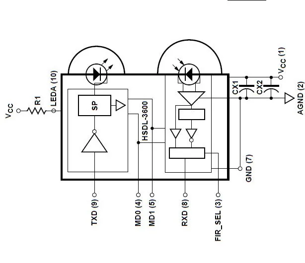 Free shipping HSDL-3600#007 HSDL-3600 HSDL3600 IrDA Compliant 4 Mb/s 3 V Infrared Transceiver