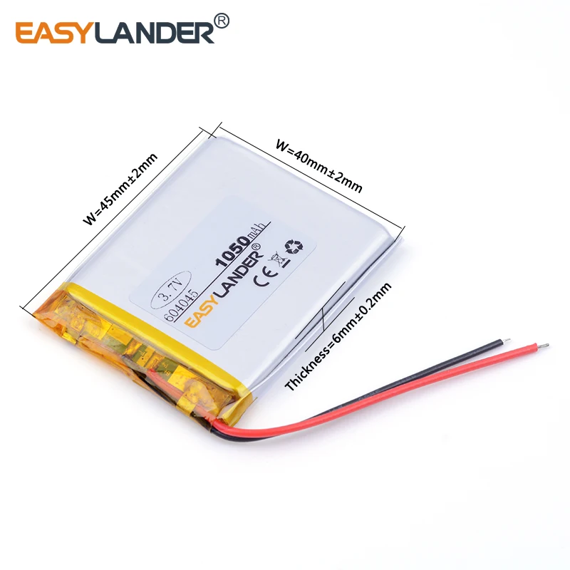 10pcs /Lot 604045 3.7V 1050mAh Rechargeable Lithium Li-ion Polymer Battery