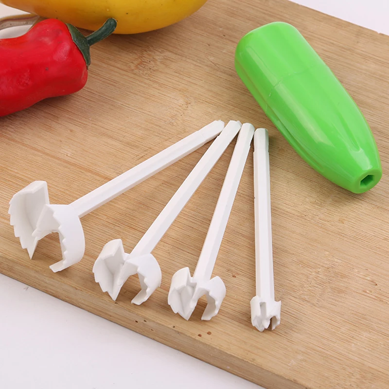 4PC/Set Vegetables Drill Vegetables Spiral Cutter Spiralizer Digging Device Corer Device Corer For Stuffed Vegetables Tools