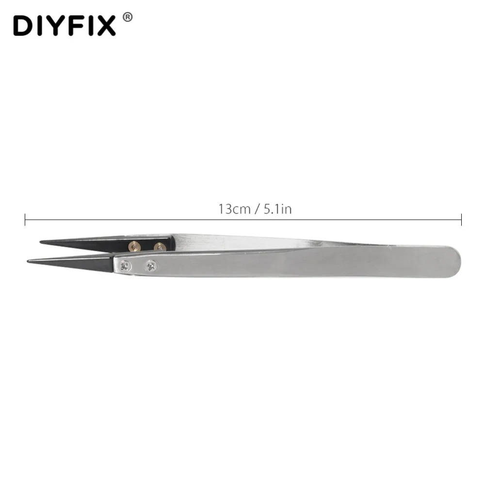 DIYFIX Ceramic Tweezers Anti-static Heat Resistant Insulated Pointed Tip Pliers Electronic Cigarette Resistance Wire DIY Tools