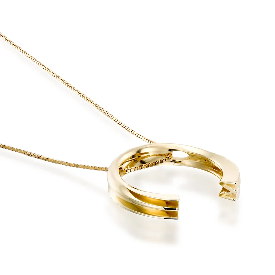 Solid 14K Yellow&White Gold Pendant With 14K Gold Chain Necklace For Women in Fine Jewelry