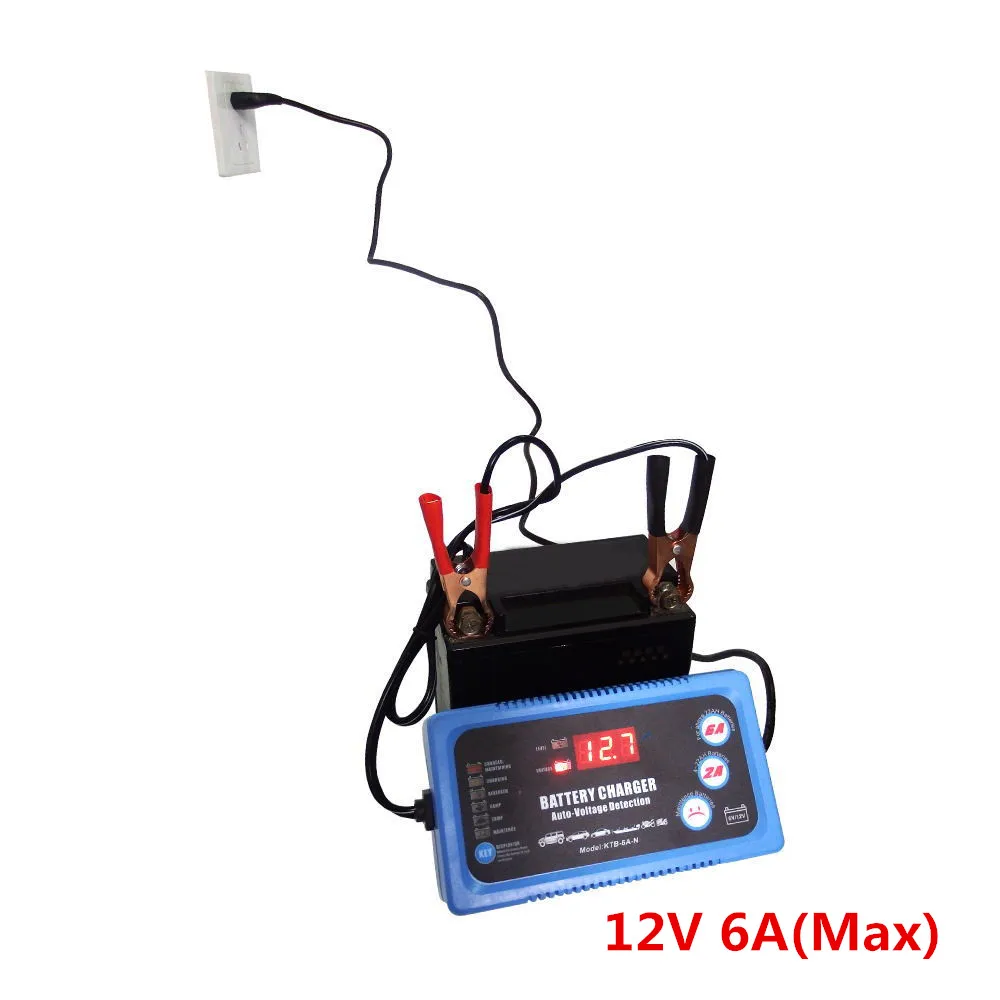 6V 12V Smart Car Automotive Battery Charger Automatic Rechargeable Lead Acid Battery Power Charging Tool 2A 6A DC EU Plug 220V