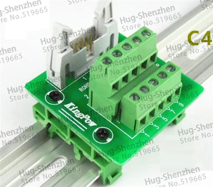 High Quality 10P to terminal PLC to terminal IDC10P terminal breakout with bracket  for C45 Din Rail