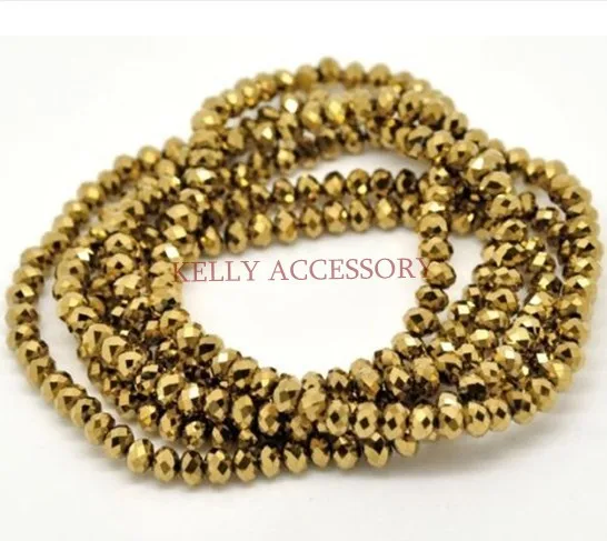 

Wholesale 1000pcs/lot Gold Color 6MM Faceted Rondelle Beads Loose Spacer Crystal Glass Beads For Jewelry Making Craft DIY Beads