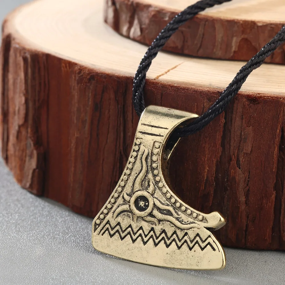 CHENGXUN Viking Perun Axe Men Necklace Retro Style Religious Collier Nordic Odin\'s Thor Hammer Pendant Gothic Jewelry