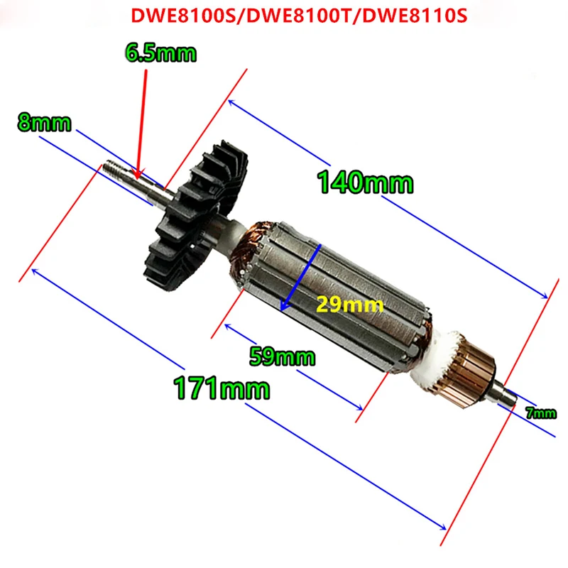 High-quality! AC 220V Drive Shaft Electric Hammer Armature Rotor for Dewalt DWE8100S/DWE8100T/DWE8110S